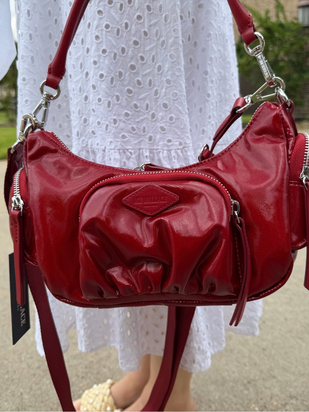 MZ Wallace Apple Gloss Leather Shoulder Bag